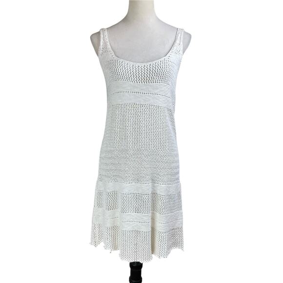Abercrombie & Fitch Cream Open Knit Spaghetti Strap Pullover Mini Dress Coverup - Picture 1 of 10